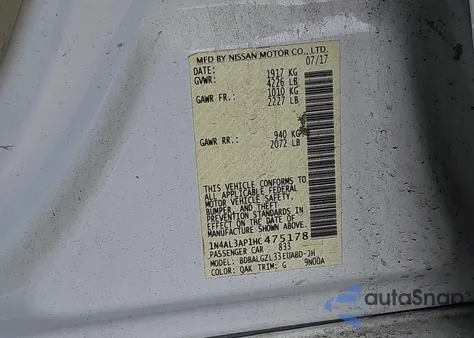 2017 Nissan Altima 2.5 S from USA, damaged, VIN 1N4AL3AP1HC475178